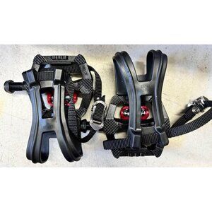 NEW! Indoor Cycling Exercise Pedals with JD-004, 9/16" Thread W/ MT-12 Toe Strap